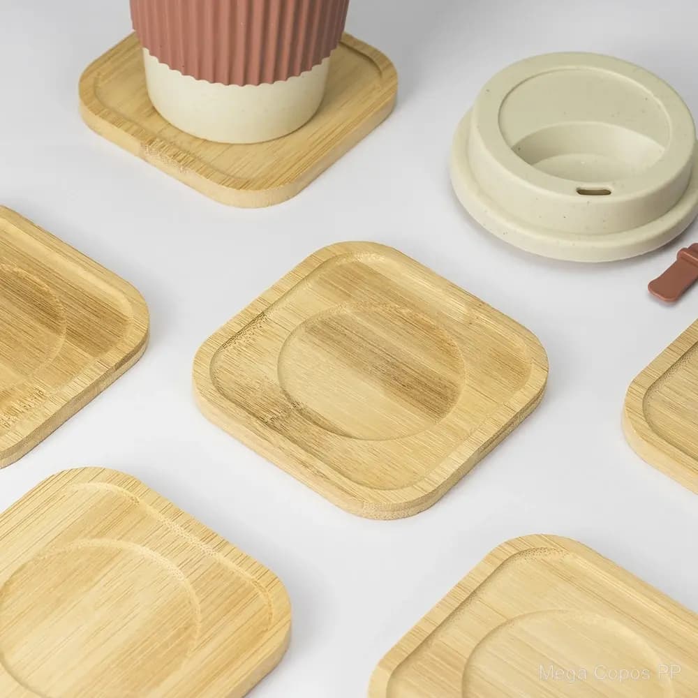 Kit Porta-Copos Bambu com 6 Peças | Mega Copos PP