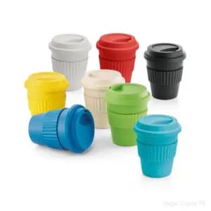 Copo de viagem em fibra de bambu (60%) e PP (40%)