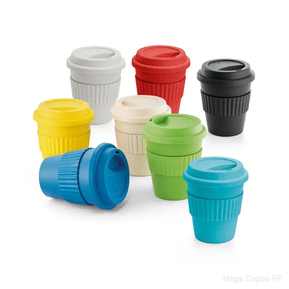 Copo de viagem em fibra de bambu (60%) e PP (40%) | Mega Copos PP