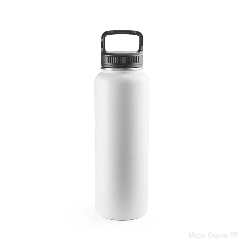 Garrafa esportiva em aço inox 90% reciclado com revestimento em pó e de grande capacidade até 1200 mL | Mega Copos PP