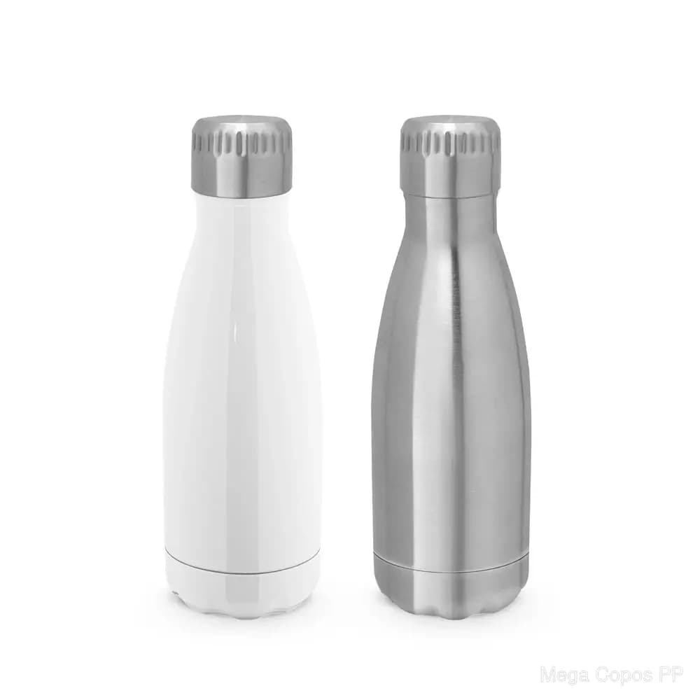 Garrafa para sublimação em aço inox com parede dupla, isolada a vácuo 380 mL | Mega Copos PP