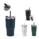Copo de viagem compacto em aço inox 91% reciclado com parede dupla isolada a vácuo e acabamento mate 600 mL | Mega Copos PP