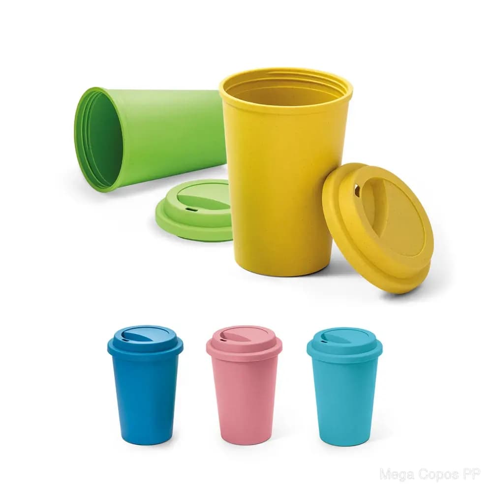 Copo para viagem em fibra de bambu (60%) e PP (40%) 450 mL | Mega Copos PP