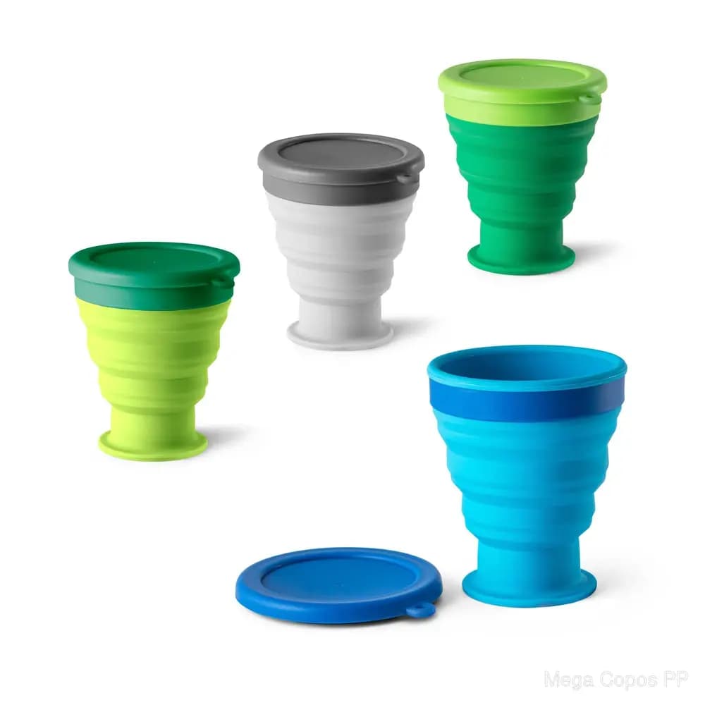Copo de viagem em silicone e PP 400 mL | Mega Copos PP