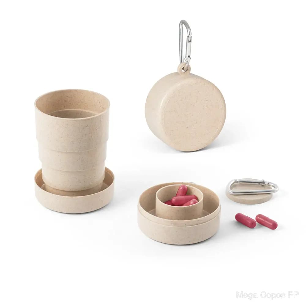 Copo de viagem retrátil em fibra de bambu (50%) e PP (50%) 210 mL | Mega Copos PP