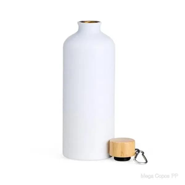 Garrafa em Alumínio Branca - 1 Litro | Mega Copos PP