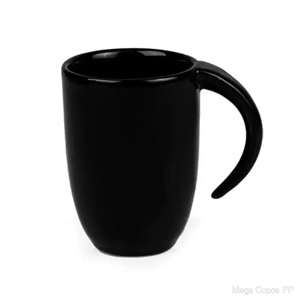 Caneca em Cerâmica Preta - 350ml | Mega Copos PP
