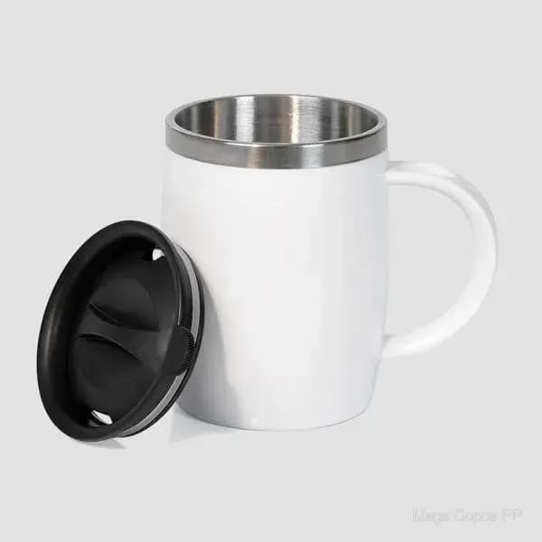 Caneca em Aço Inox / Poliestireno - 400 Ml | Mega Copos PP
