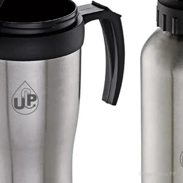 Conj. de Squeeze e Caneca em Aço Inox  600/410 Ml- 2 Pçs | Mega Copos PP