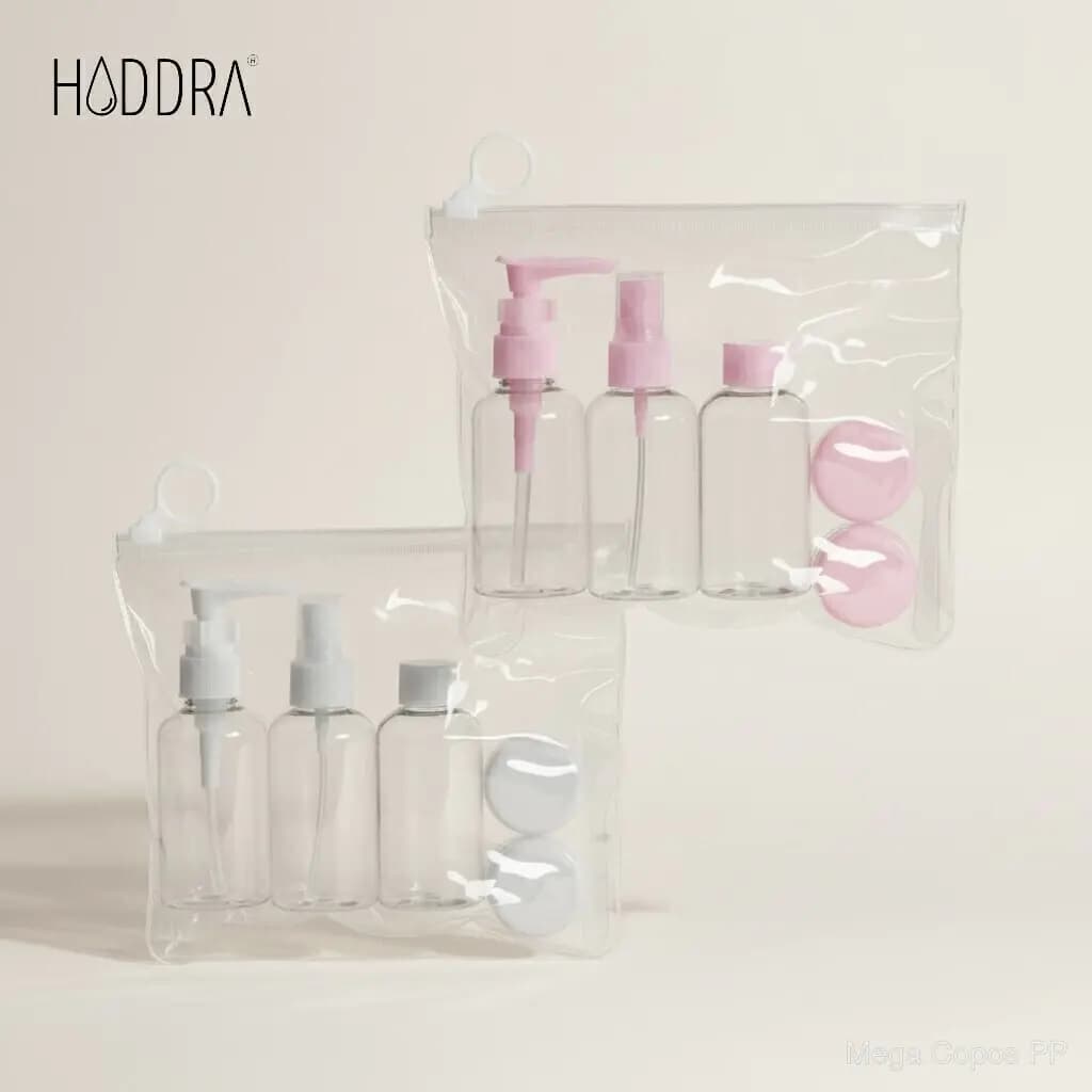 Kit Viagem com 6 Peças Necessaire Ziplock - Rosa | Mega Copos PP