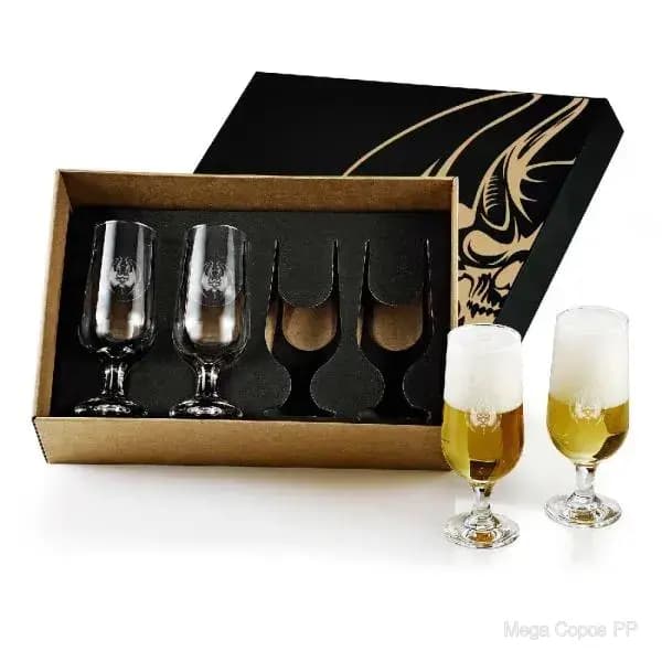 Jogo de Copos Vidro P / Cerveja / Drink 300 Ml - 4 Pçs | Mega Copos PP