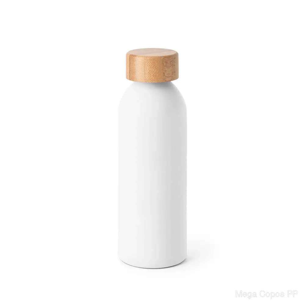 Squeeze em alumínio com acabamento mate e tampa em bambu 550 mL | Mega Copos PP