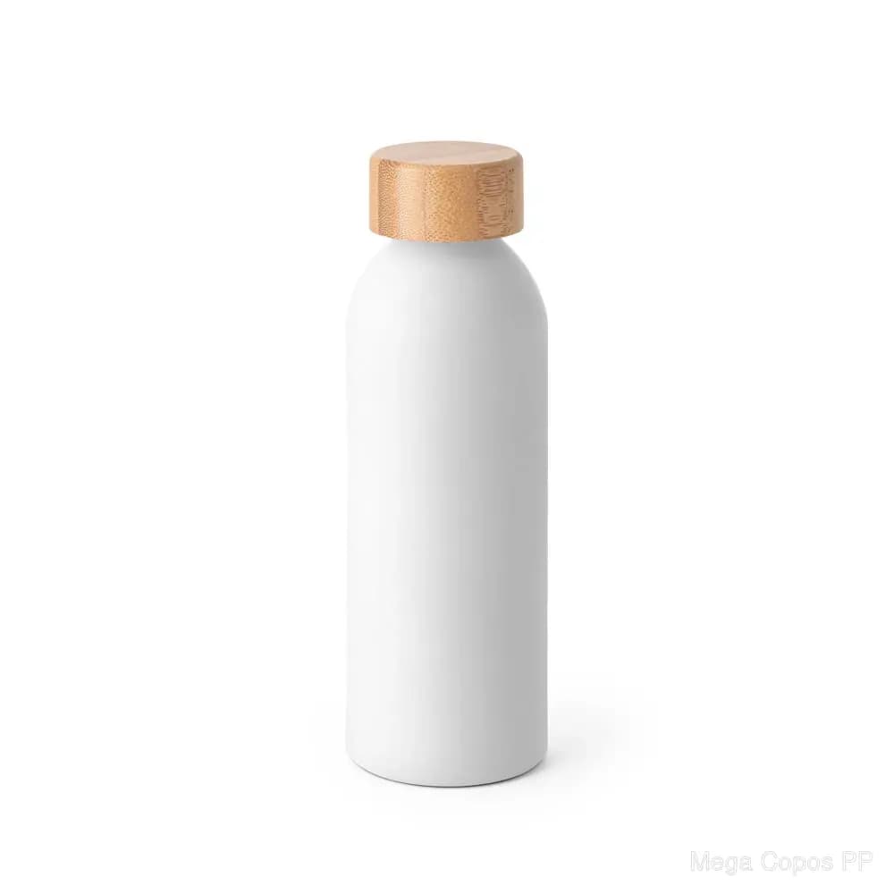 Squeeze em alumínio com acabamento emborrachado e tampa em bambu 550 mL | Mega Copos PP