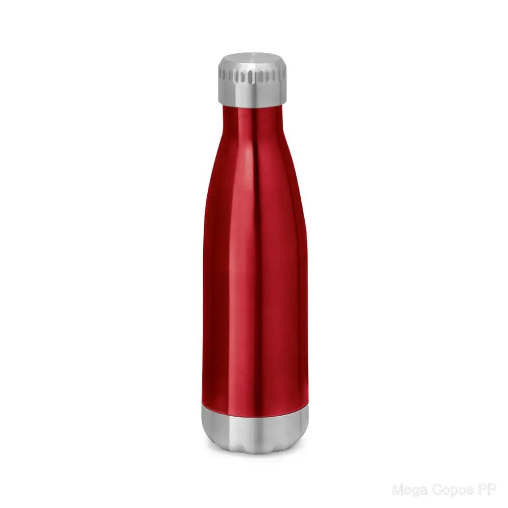 Garrafa em aço inox de parede dupla térmica, isolada a vácuo, com tampa em aço inox 510 mL | Mega Copos PP