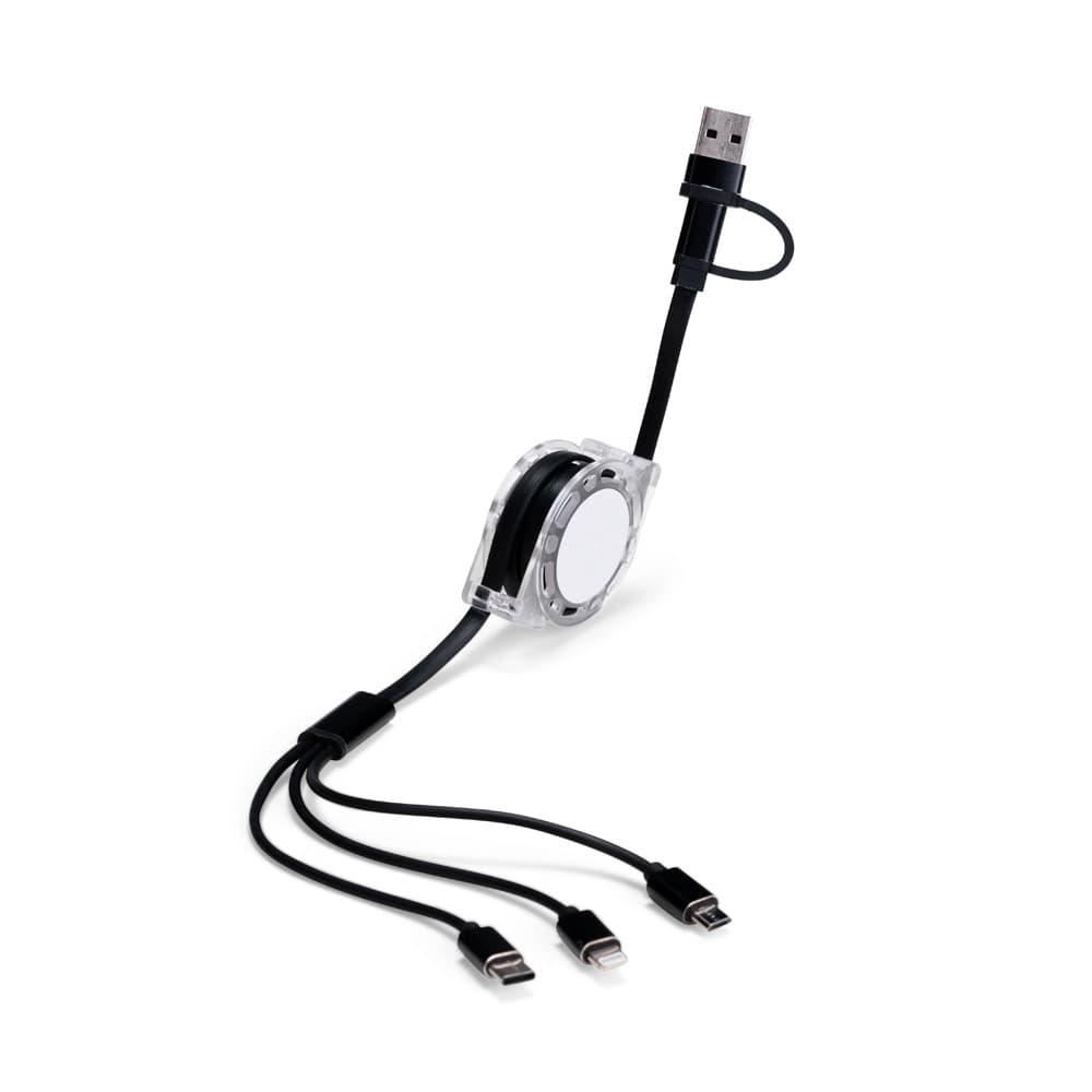 Cabo Retrátil 3 em 1 com Adaptador