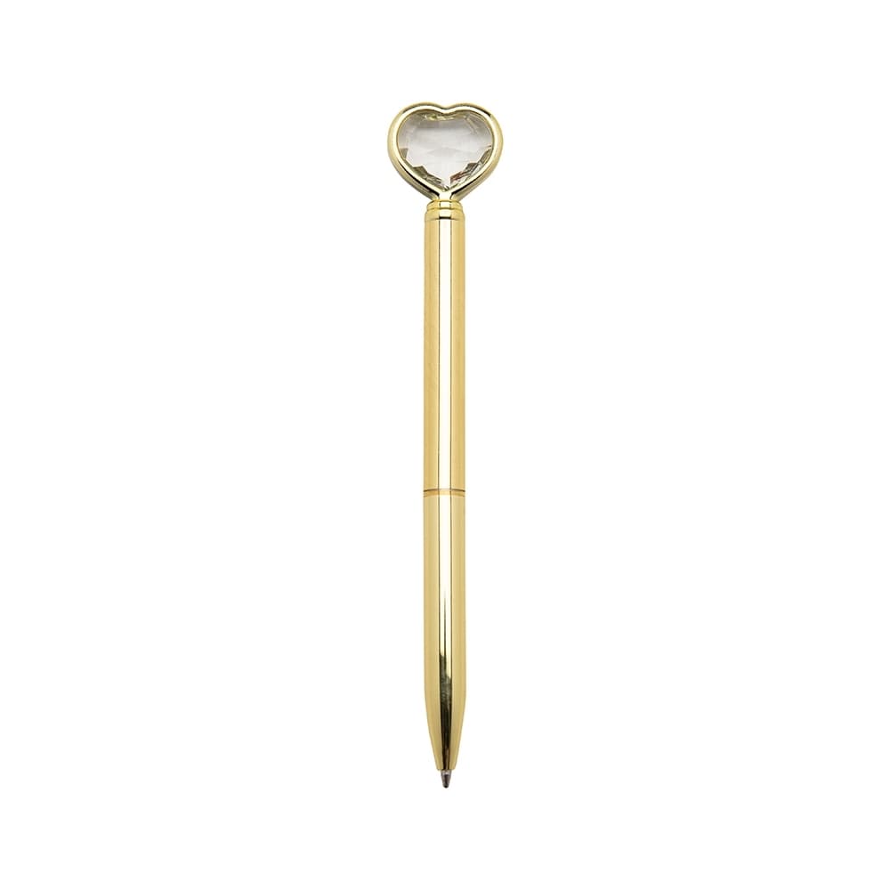 Caneta Metal Coração Diamante